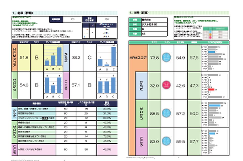 健康経営スコア診断の結果レポート（サンプル）