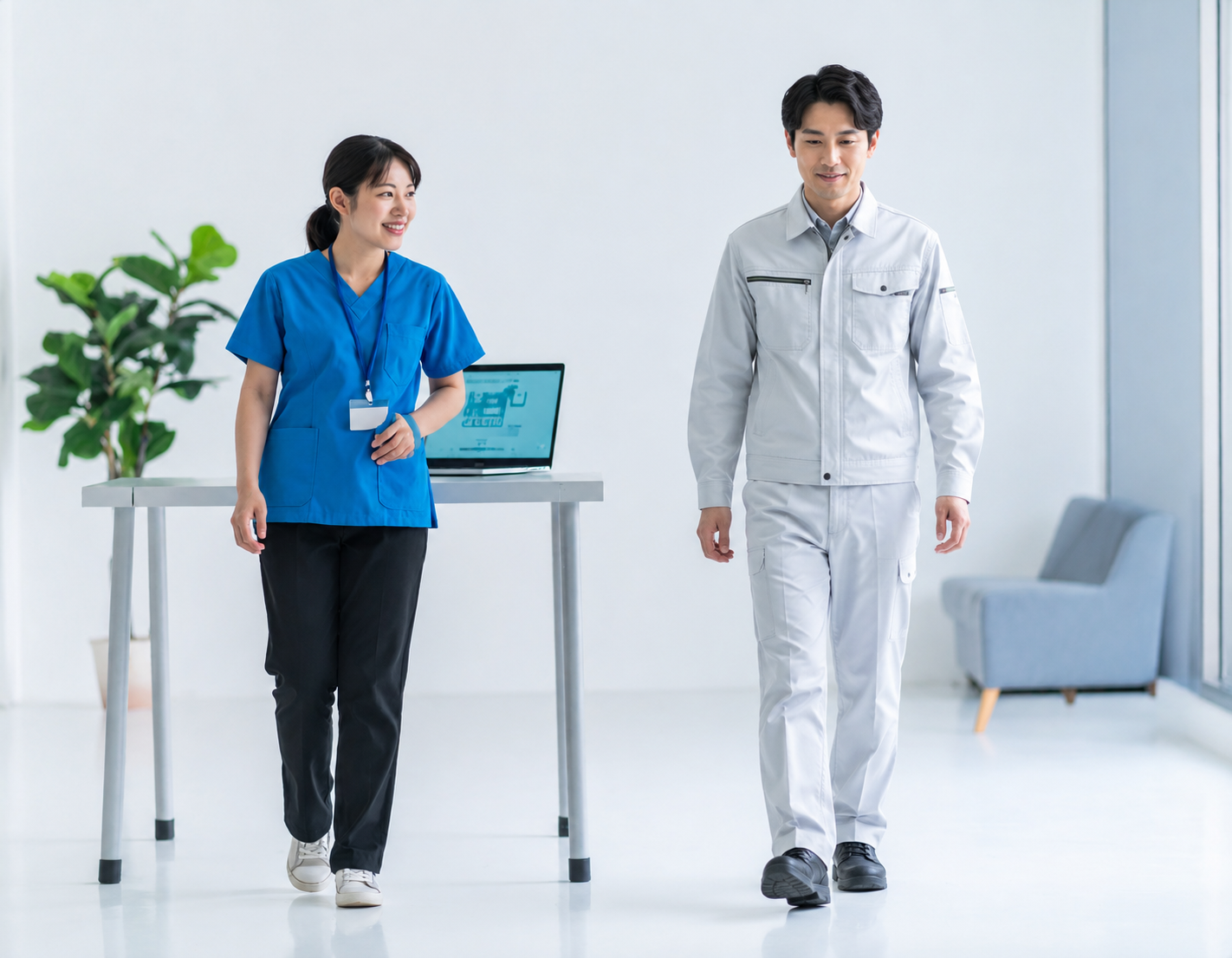 工場従業員の歩行姿勢測定