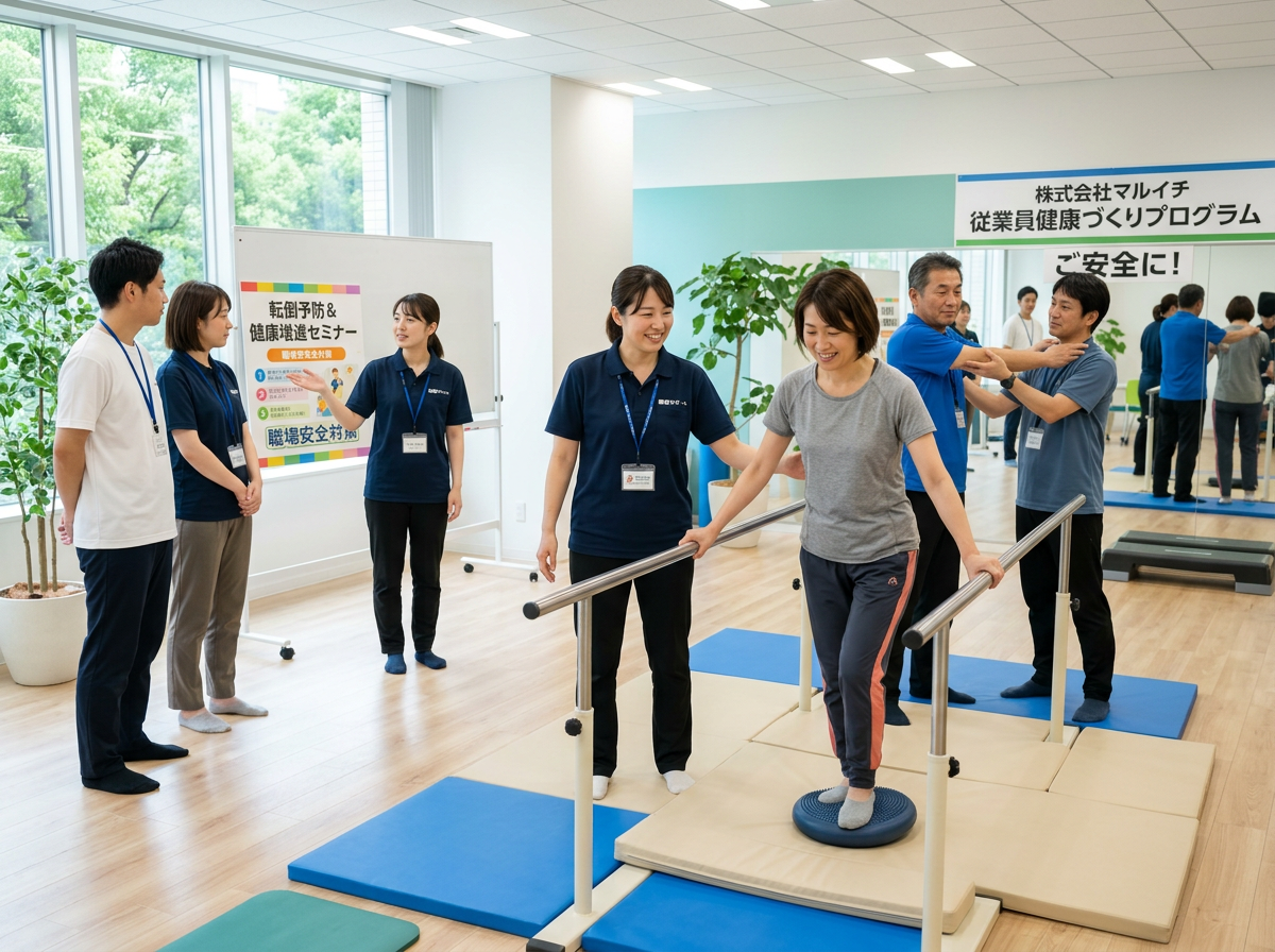 自治体の転倒予防教室でStA²BLEを活用するイメージ